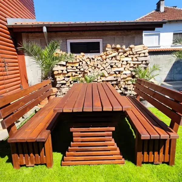 Градинска мебел комплект маса и пейки