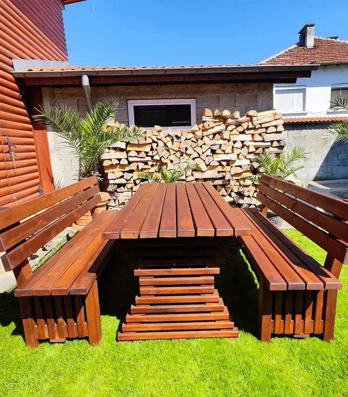 Градинска мебел комплект маса и пейки