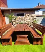 Градински комплект маса с пейки Хармоника - Палисандър ООД Ракитово