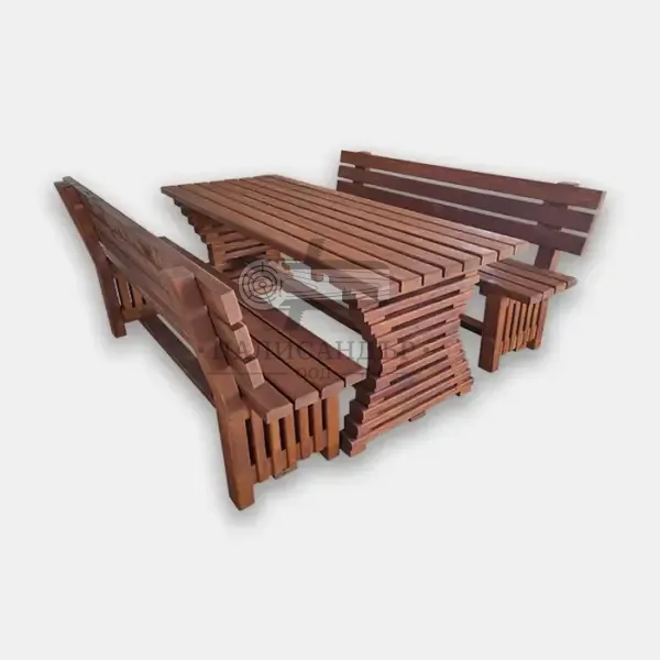 Градински комплект маса с пейки Хармоника - Палисандър ООД Ракитово